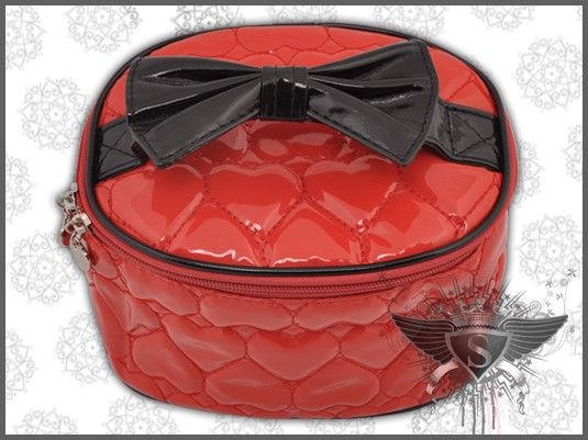 SB238 Red Love Heart Bowknot Women Cosmetic Makeup Bag Convenient 