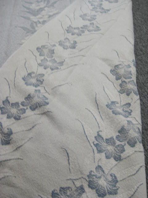 vtg 30s 40s Blue Wht Nubby Floral Brocade Drapes Fabric  