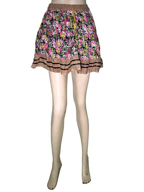 Designer Mini Fashion Skirt Purple Brown Gypsy Bohemian Boho Cotton 