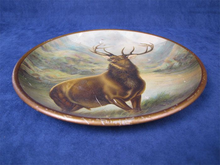Vintage Tin Plate Wall Decor Hanging Red Deer Stag  