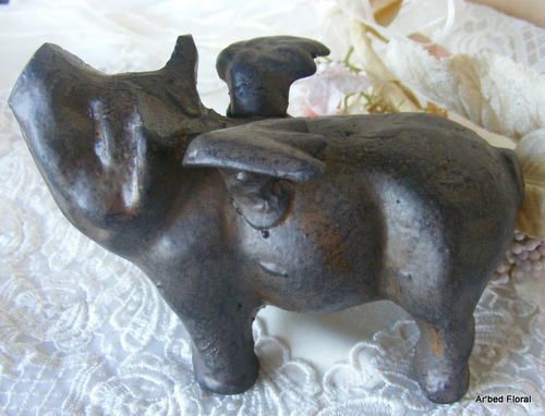 Cast Iron Flying Pig w/ wings Paperweight Doorstop  