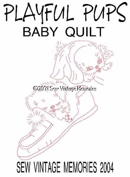 Vintage Designs Puppy Dog Baby Crib Quilt Embroidery  