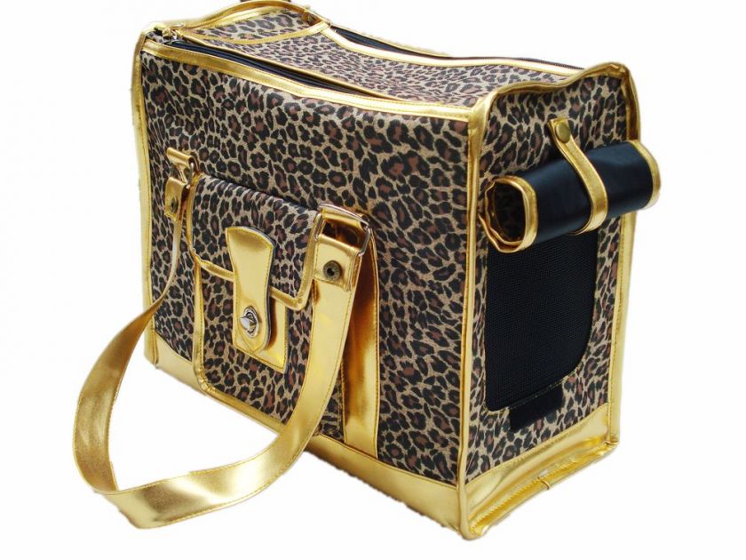 New Leopard Strip Print Carrier Pet Dog Cat Travel Tote  