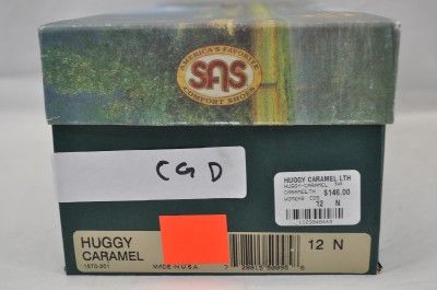 SAS COMFORT HUGGY (CGD) CARAMEL LIGHT BROWN LEATHER 3 STRAP SANDAL 12 
