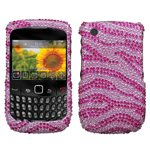 Fr Blackberry Curve 8520 HP/PK Zebra Bling Case Cover V  