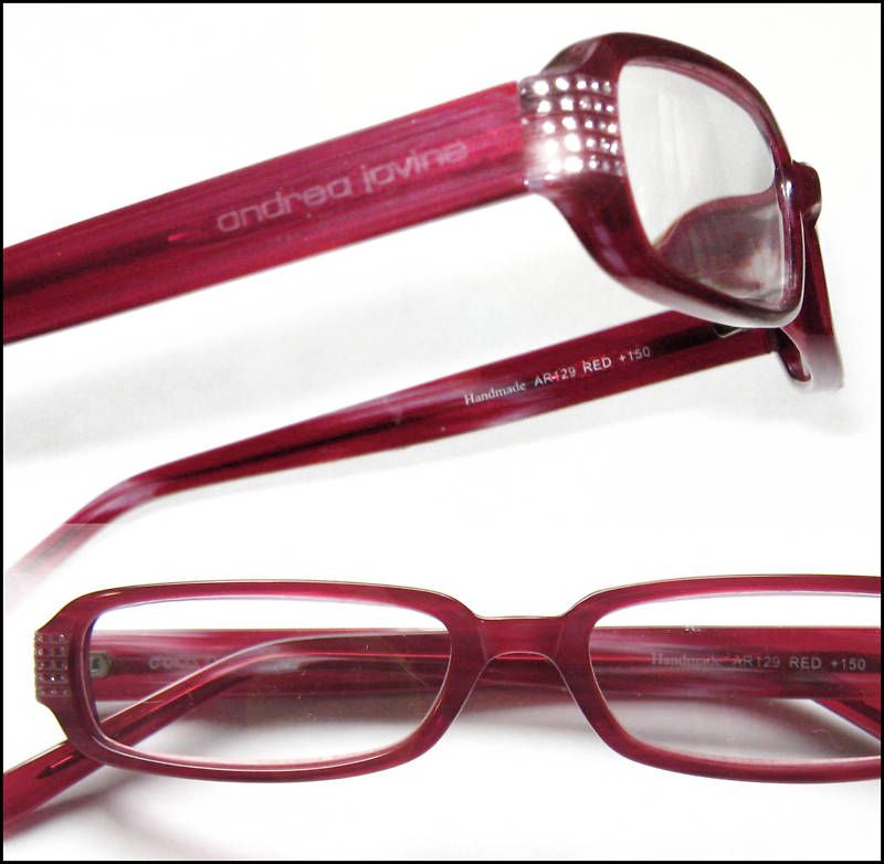 Andrea Jovine Rhinestone 2.50 Reading Glasses Wine Red Optical Frame 