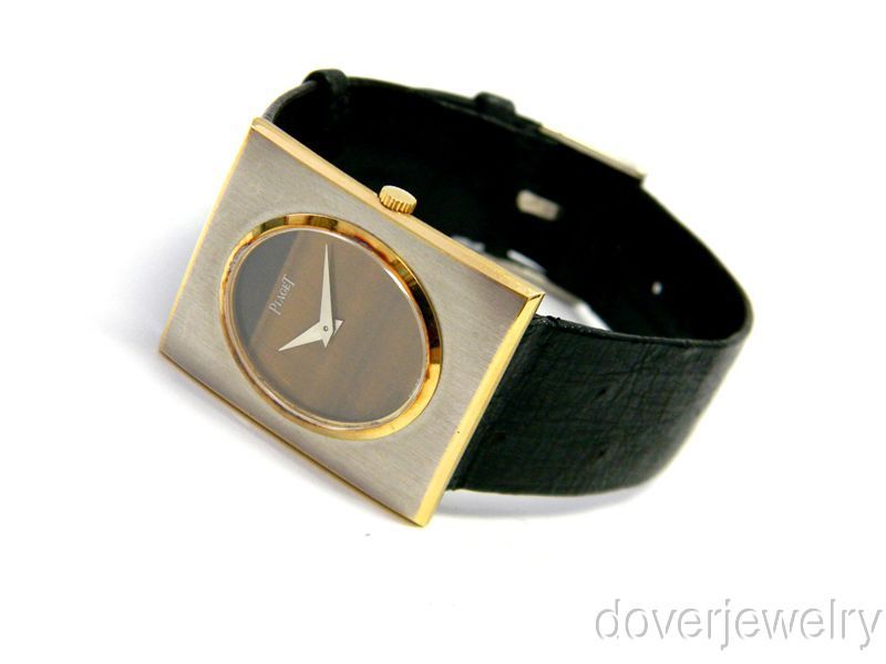 Vintage Piaget Swiss 18K Gold Two Toned Tiger Eye Watch NR  
