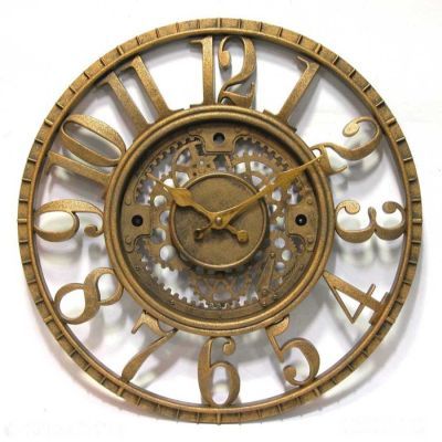 NEW Antique Round Resin Gold Kitchen Wall Clock  