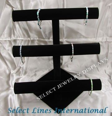 Black Velvet Bracelet T Bar 3 Tier Jewelry Display NEW  