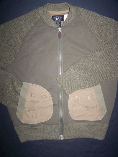 New Ralph Lauren RRL Wool Cotton Army Green Jacket L  