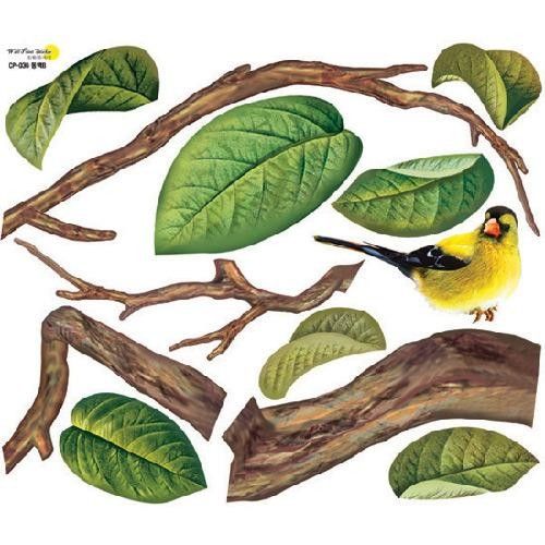 Camellia Tree & Bird Adhesive Removable Wall Decor Accents Stickers 