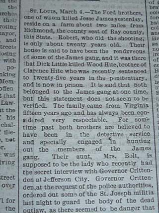 Jesse James Shot Dead Rare Hometown Paper Cleveland  