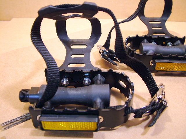   Pedals w/Matching Plastic/Resin Toe Clips and Nylon Straps  
