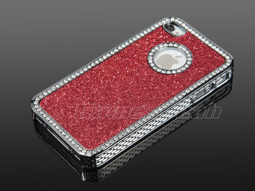 Red Luxury Bling Glitter Diamond Chrome rhinestone Hard Case For 