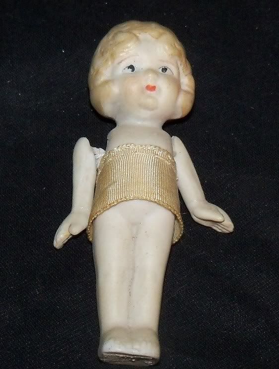 Vtg 1940s Small Shirley Temple Kewpie Bisque China Porcelain doll Made 