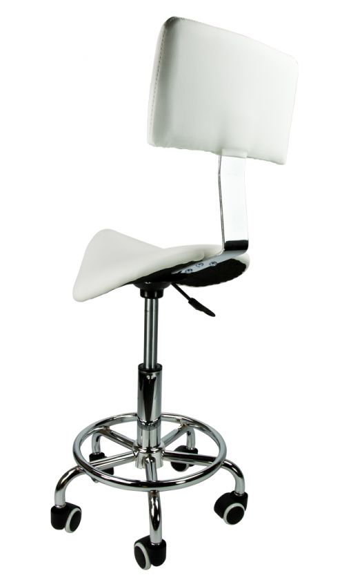   White Stool Adjustable Footrest Doctor Dentist Salon Spa Chair  