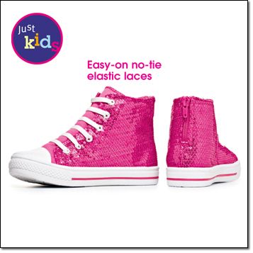   Girls Pink Sequin High Top Sneakers   Tennis Shoes   Size 3  