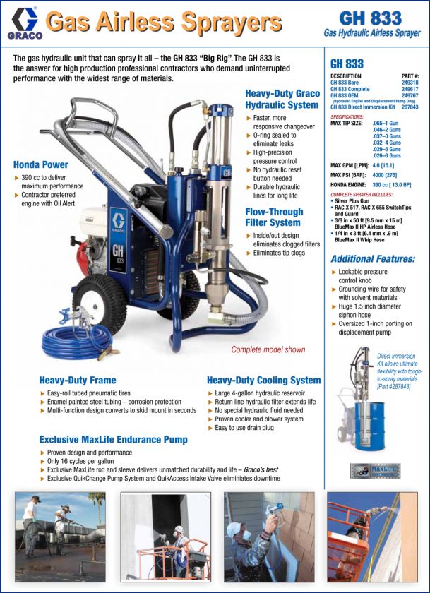 Graco GH 833 Gas Hydraulic Airless Paint Sprayer 249318  